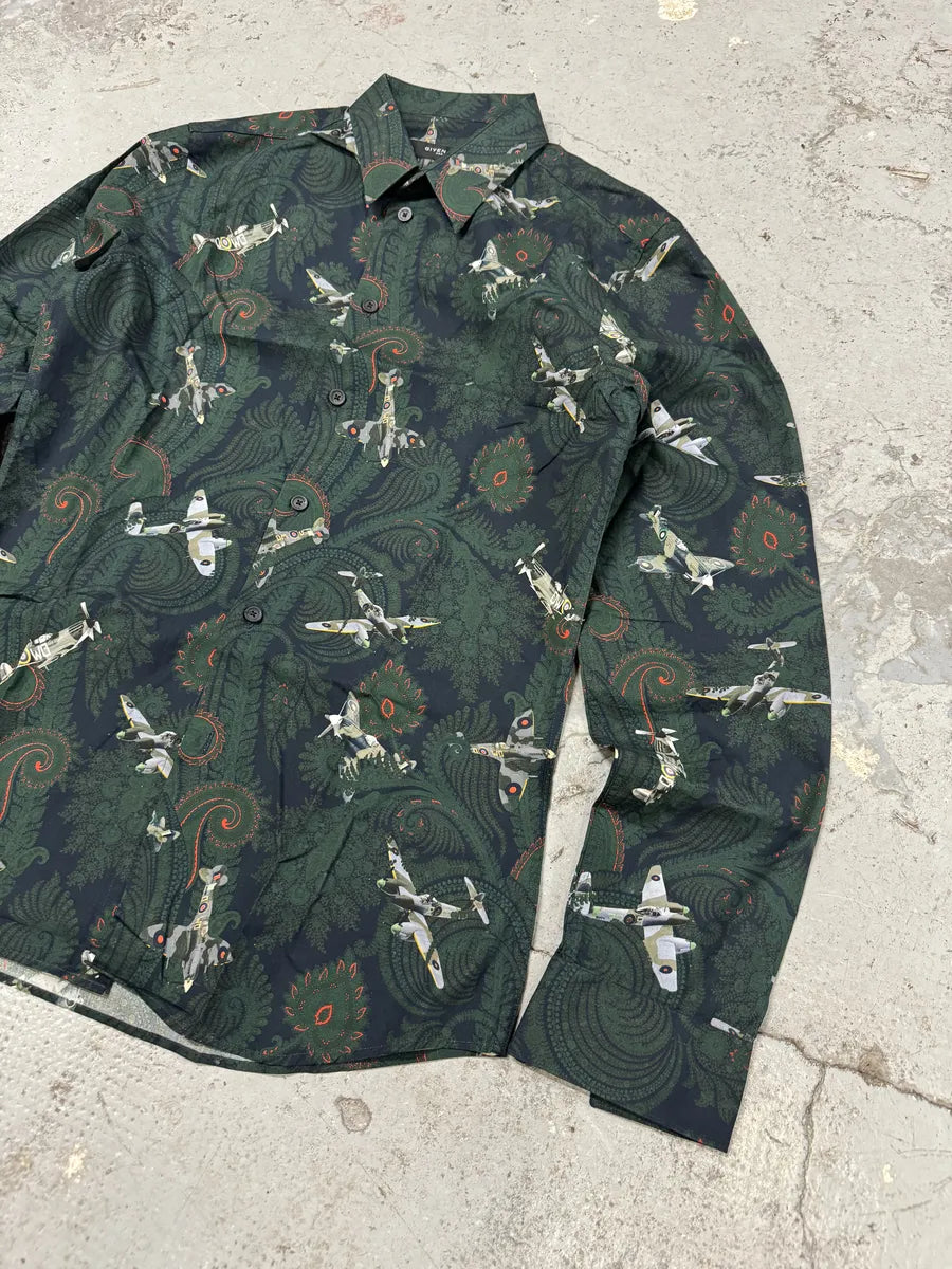 Givenchy Paisley Sky War Planes Green Shirt zOpdPzB 11