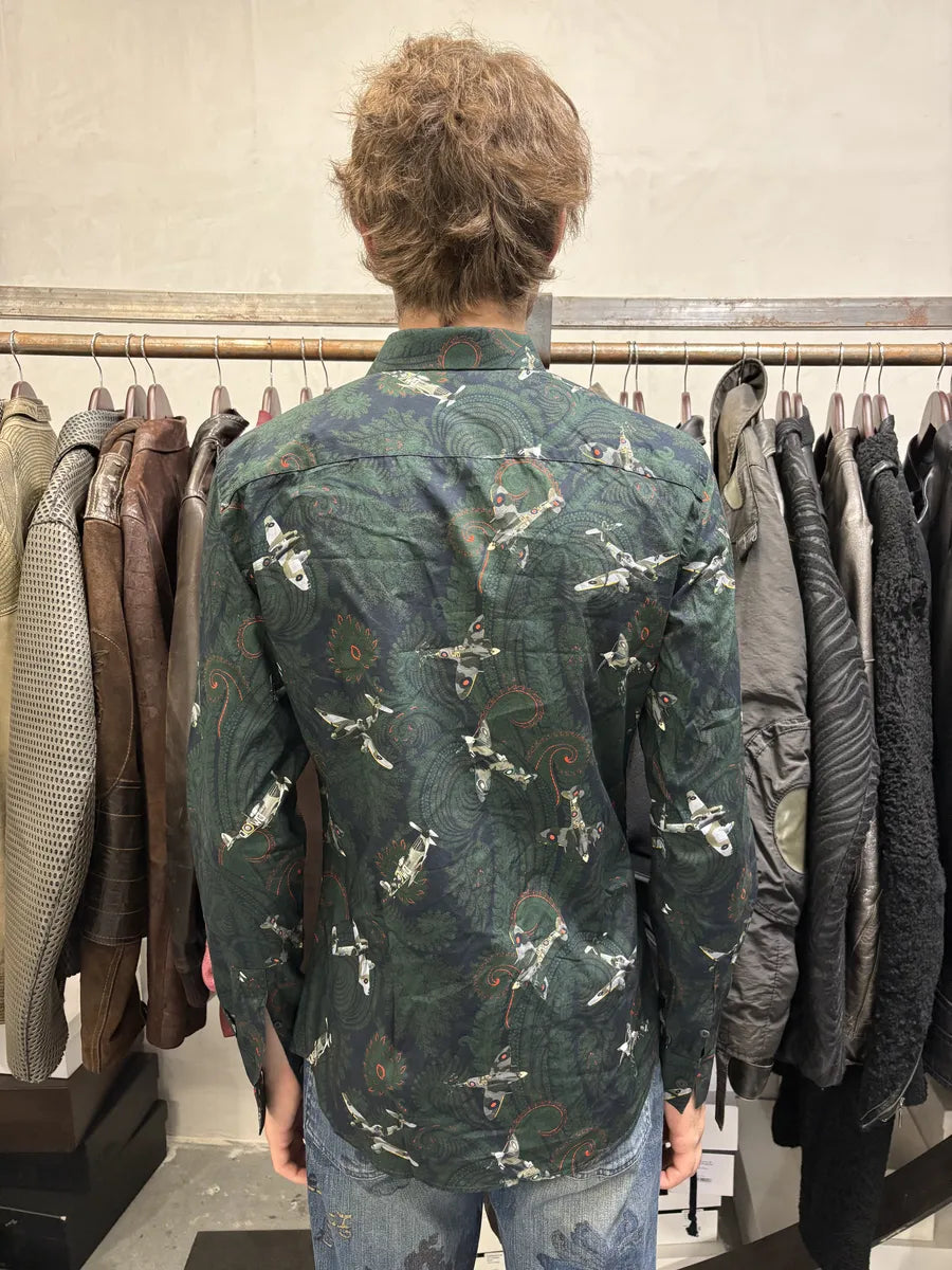 Givenchy Paisley Sky War Planes Green Shirt zOpdPzB 3