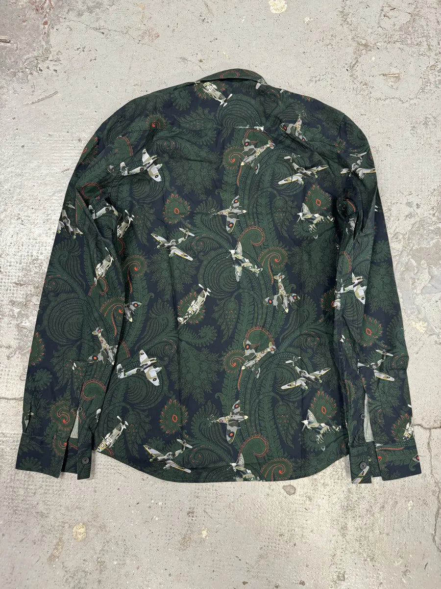 Givenchy Paisley Sky War Planes Green Shirt zOpdPzB 5