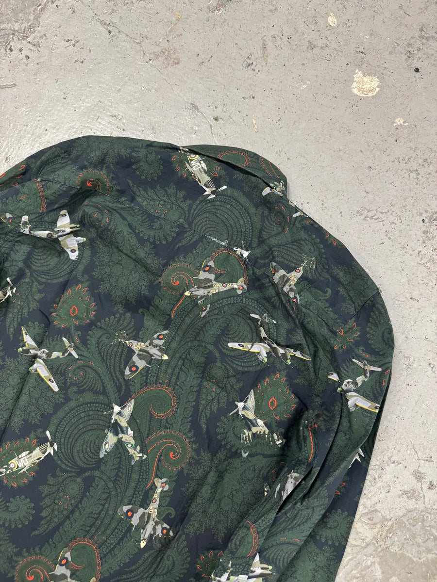 Givenchy Paisley Sky War Planes Green Shirt zOpdPzB 6