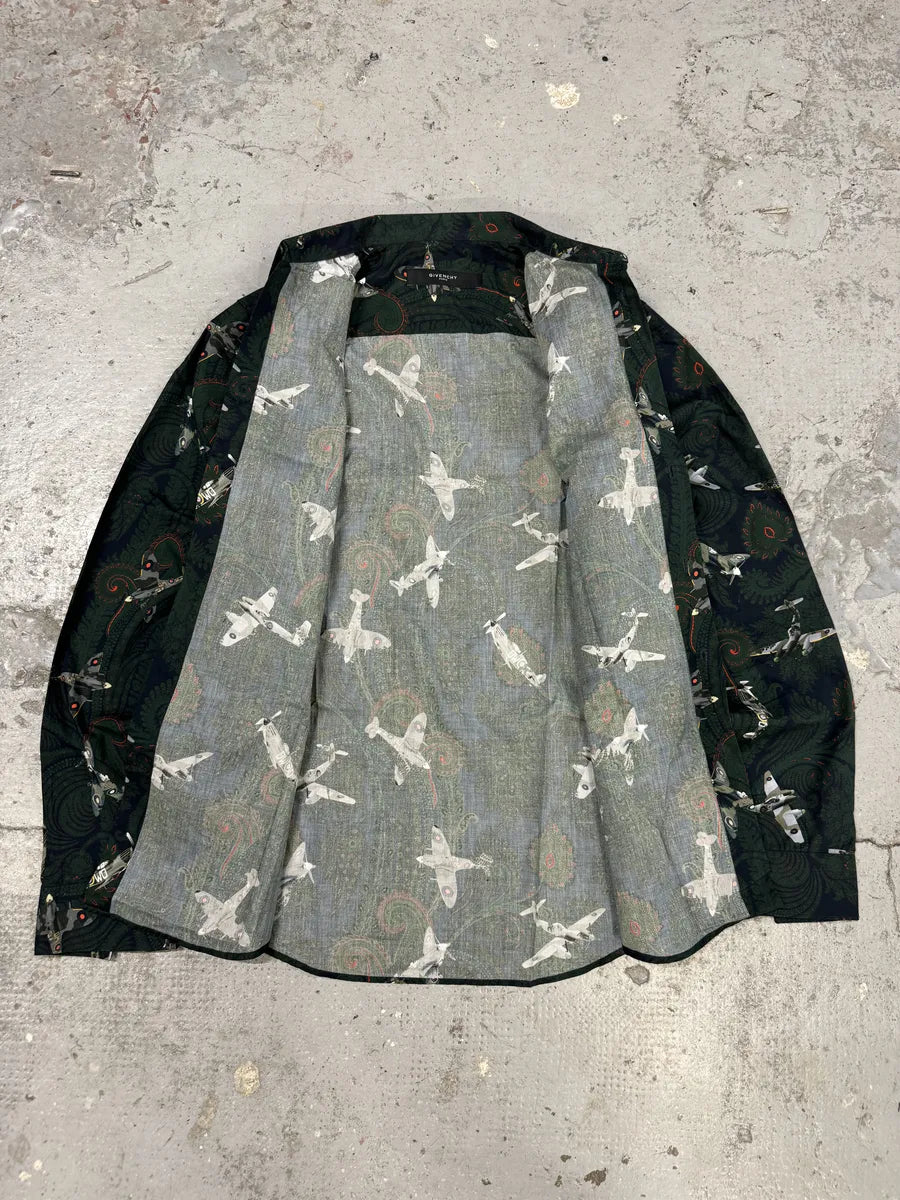 Givenchy Paisley Sky War Planes Green Shirt zOpdPzB 9