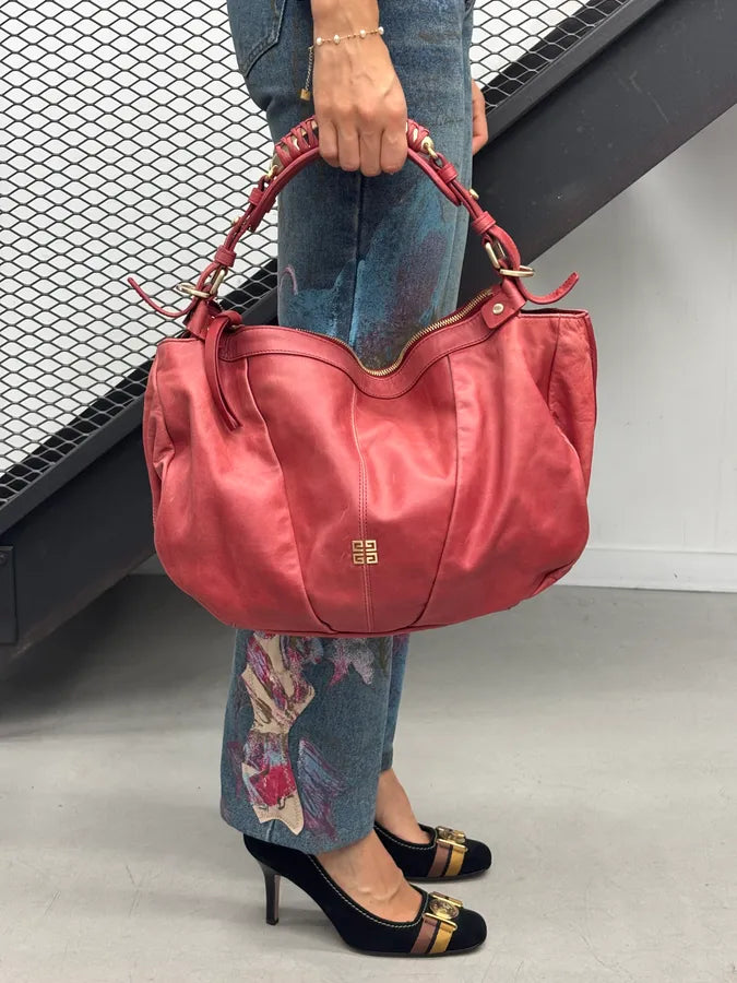Givenchy Pink Coral Leather Braided Handle Hobo Bag opdcCmp 0