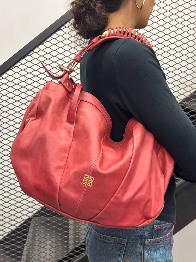 Givenchy Pink Coral Leather Braided Handle Hobo Bag opdcCmp 2