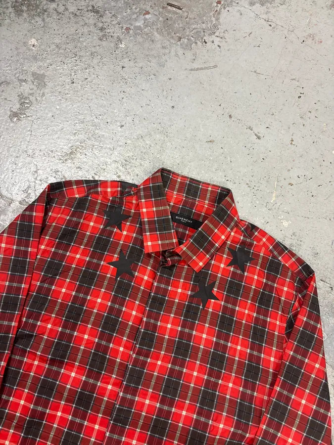 SS2015 Givenchy Red Black Plaid Star Shirt by Riccardo Tisci CTTlMhT 3