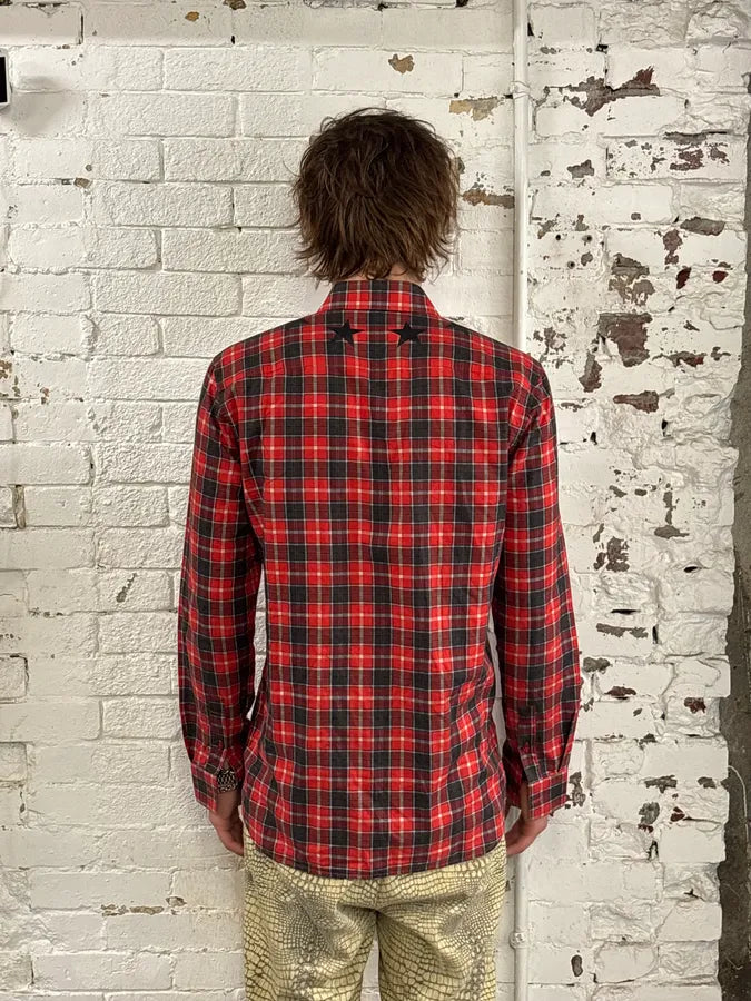 SS2015 Givenchy Red Black Plaid Star Shirt by Riccardo Tisci CTTlMhT 2