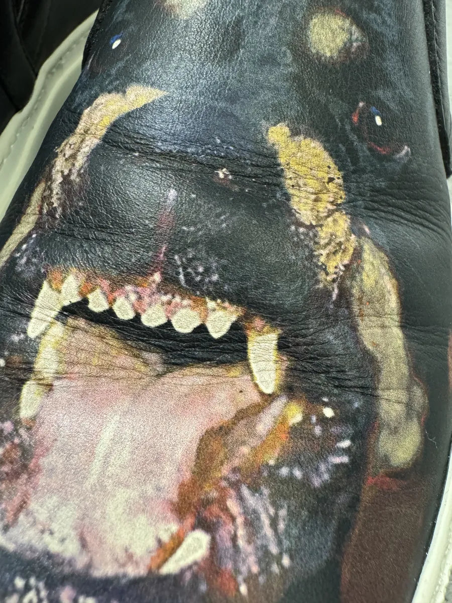 Givenchy Rottweiler Dog Black Leather Slip On Shoes NNoLjtC 2