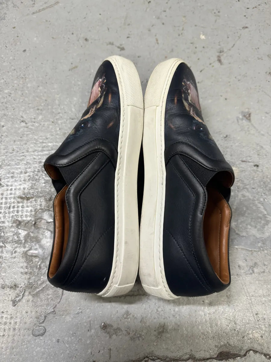 Givenchy Rottweiler Dog Black Leather Slip On Shoes NNoLjtC 6