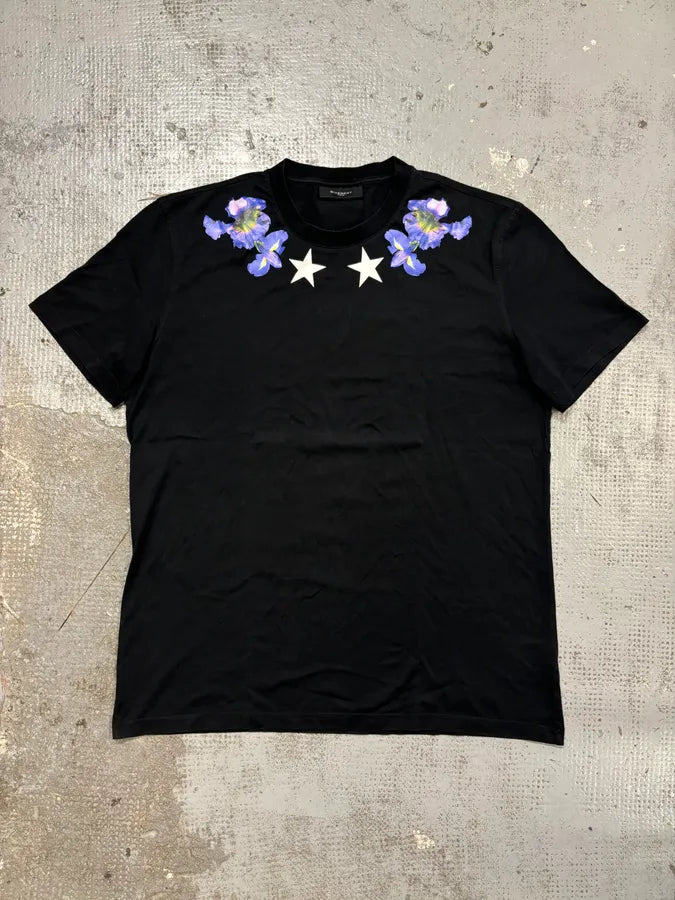 SS2013 Givenchy Black Star Purple Flower T-Shirt by Riccardo Tisci AqTUhga 0