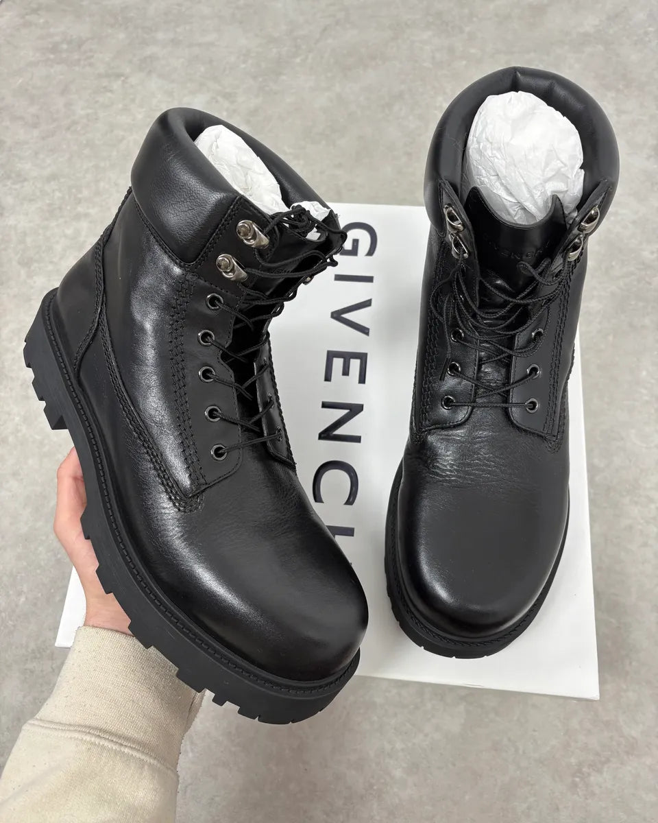 Givenchy 4G Storm Calf Leather Black Lace Up Boots OAZErkM 0