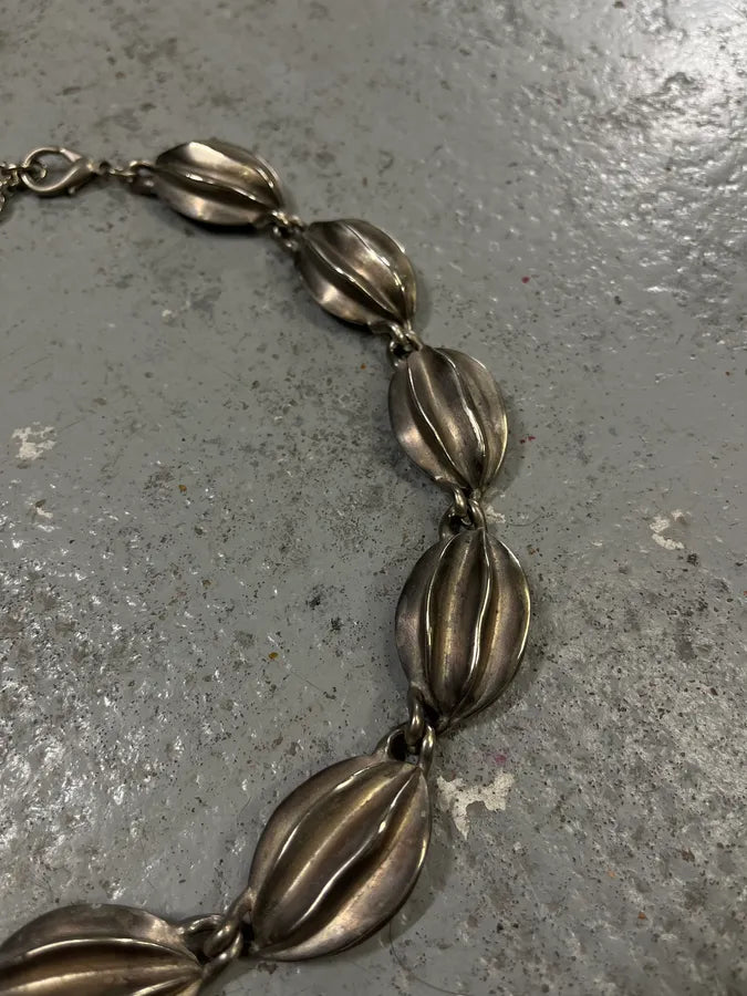 Givenchy Vintage Silver Metal Fluted Bead Necklace jaRcqly 2