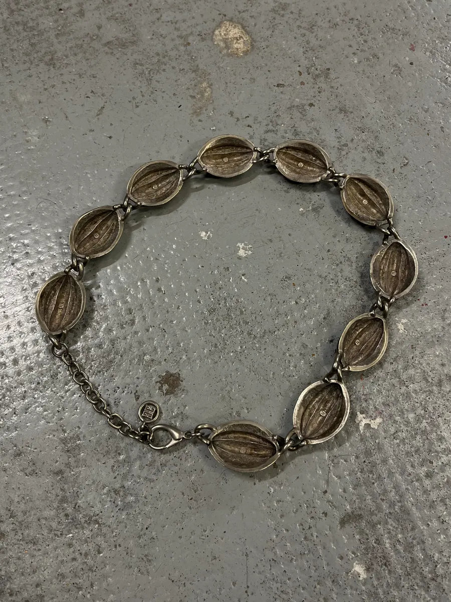 Givenchy Vintage Silver Metal Fluted Bead Necklace jaRcqly 4