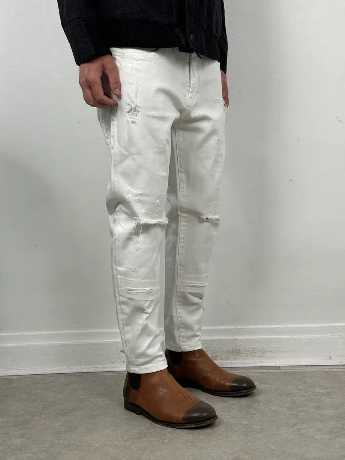 2010s Givenchy White Distressed Denim Jeans zpZacdZ 2