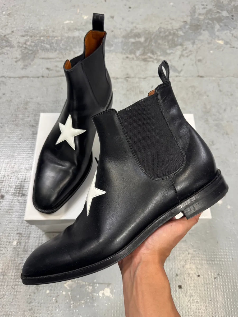 Givenchy White Star Black Leather Chelsea Boots by Riccardo Tisci KSxIhxR 0