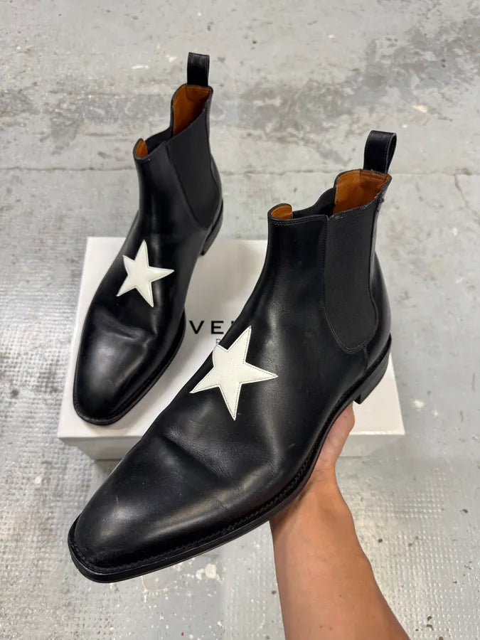 Givenchy White Star Black Leather Chelsea Boots by Riccardo Tisci KSxIhxR 3