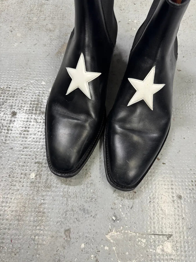 Givenchy White Star Black Leather Chelsea Boots by Riccardo Tisci KSxIhxR 4