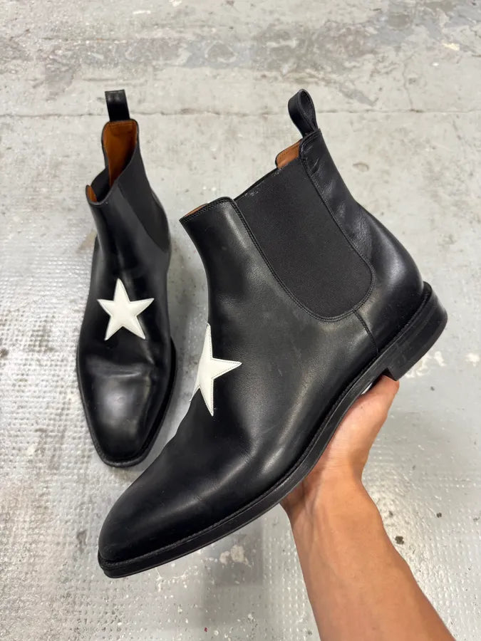 Givenchy White Star Black Leather Chelsea Boots by Riccardo Tisci KSxIhxR 9