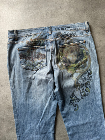 SS2007 Cavalli Painted Demoniac War Denim Pants (M) - 6