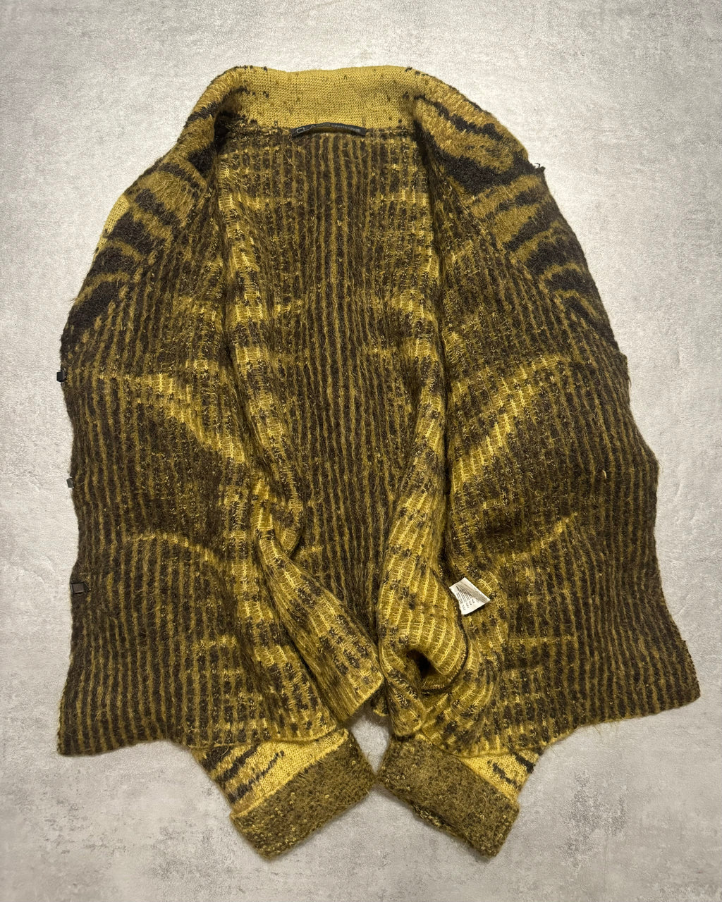 FW2002 Roberto Cavalli Tiger Zebra Yellow Faded Wool Cardigan (S/M) - 4
