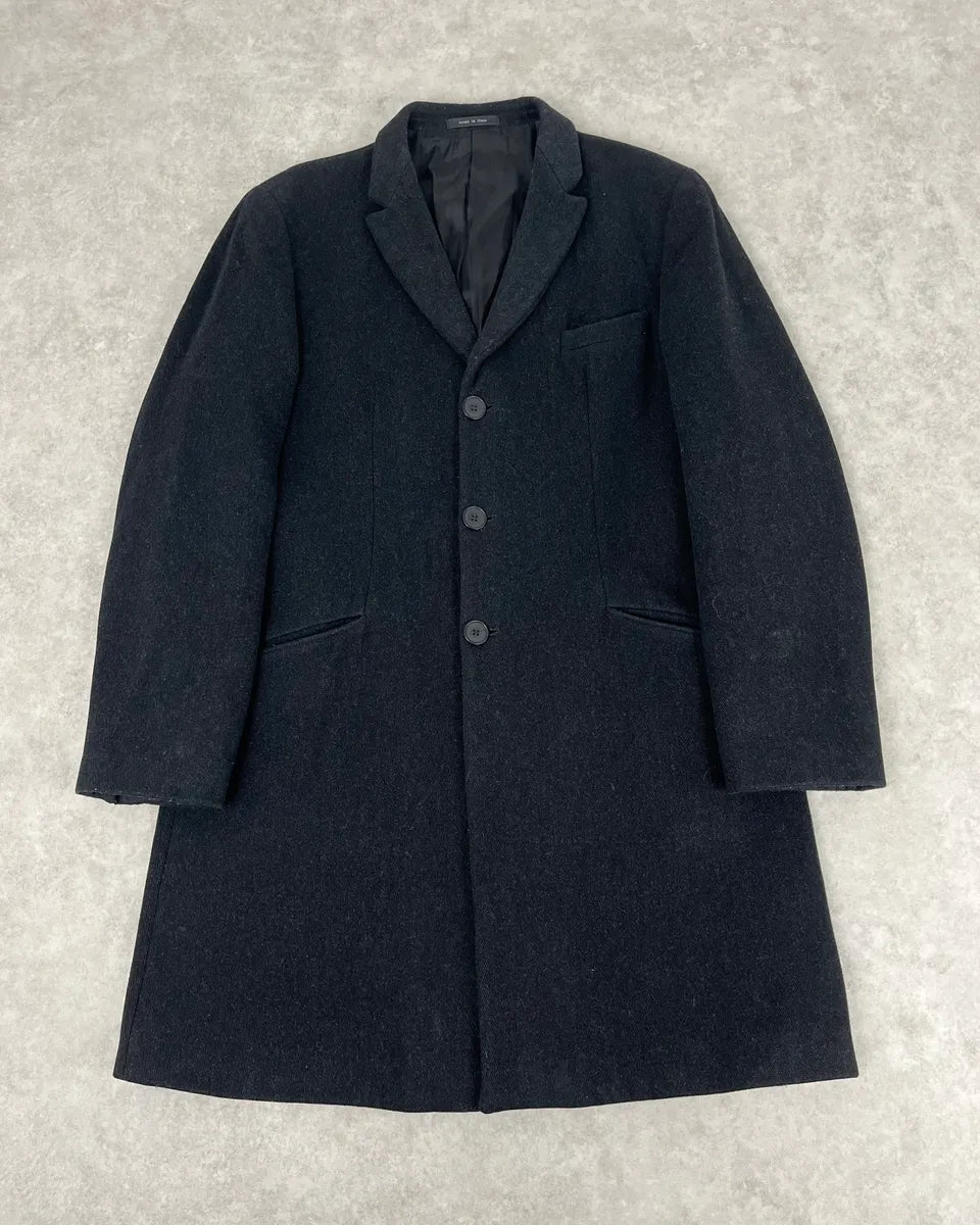 1990s Emporio Armani Dark Obscure Wool Long Coat OParnZb 0