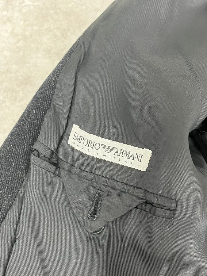 1990s Emporio Armani Dark Obscure Wool Long Coat OParnZb 8