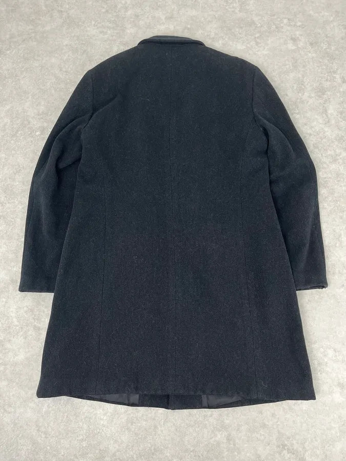 1990s Emporio Armani Dark Obscure Wool Long Coat OParnZb 5