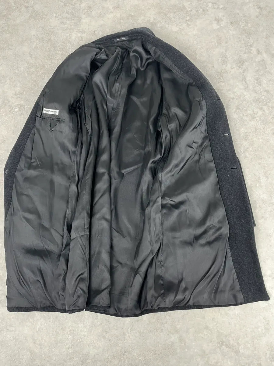 1990s Emporio Armani Dark Obscure Wool Long Coat OParnZb 9