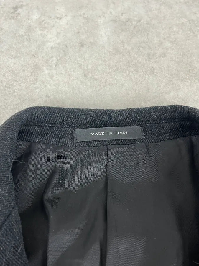 1990s Emporio Armani Dark Obscure Wool Long Coat OParnZb 7