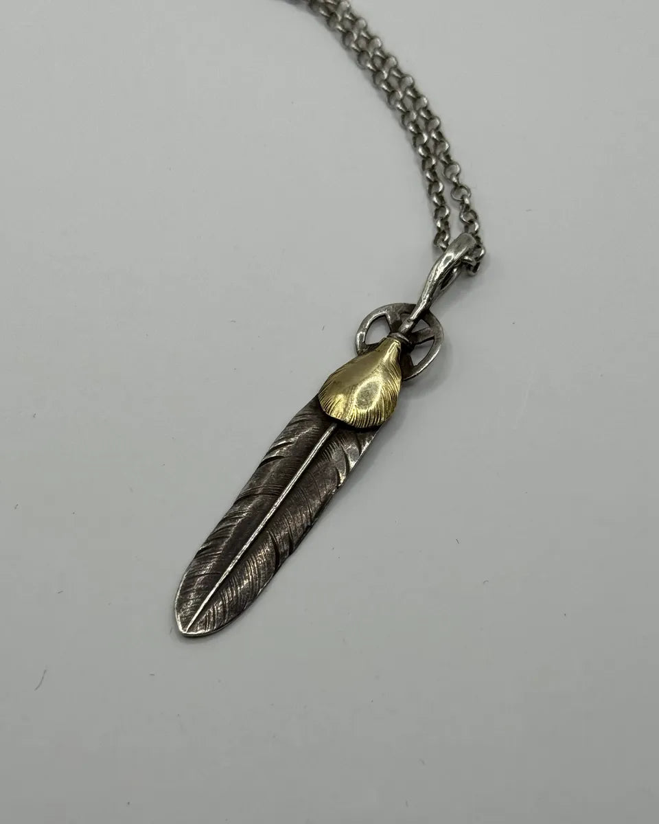 Goro’s Gold Top Heart Wheel Feather Silver Pendant vHTtkZQ 1