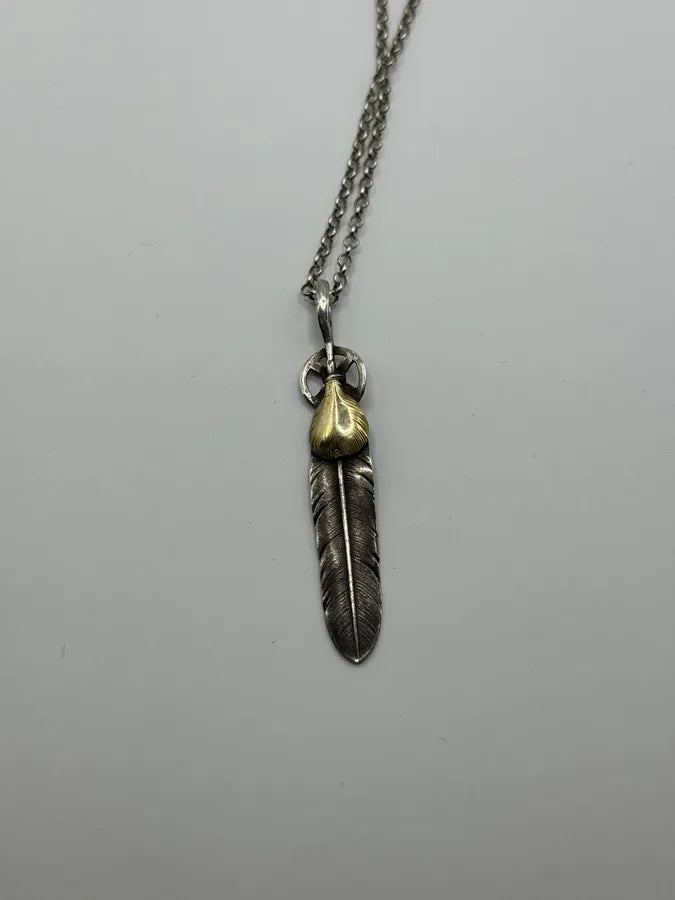 Goro’s Gold Top Heart Wheel Feather Silver Pendant vHTtkZQ 7
