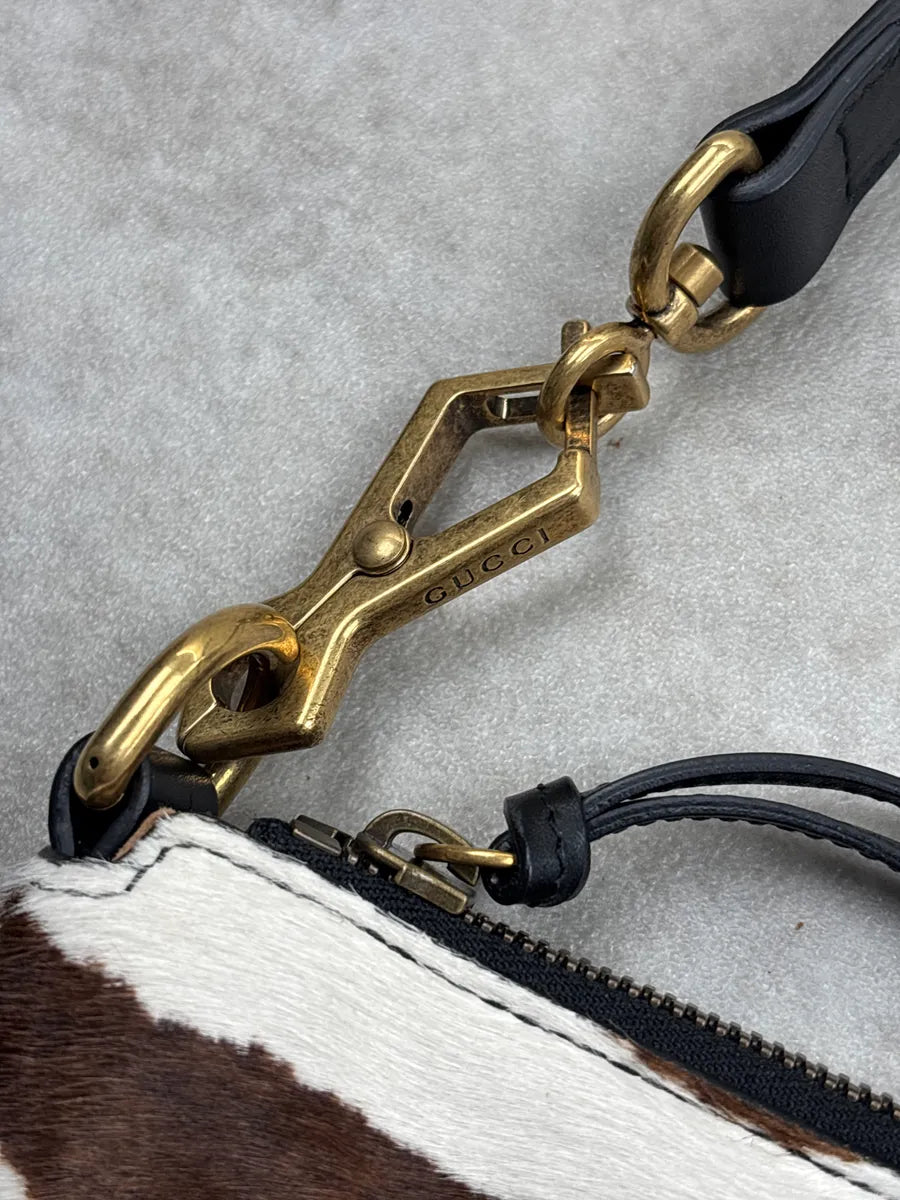 Gucci Black Leather Zebra Head Pony Hair Shoulder Bag gqiPoCPx 8