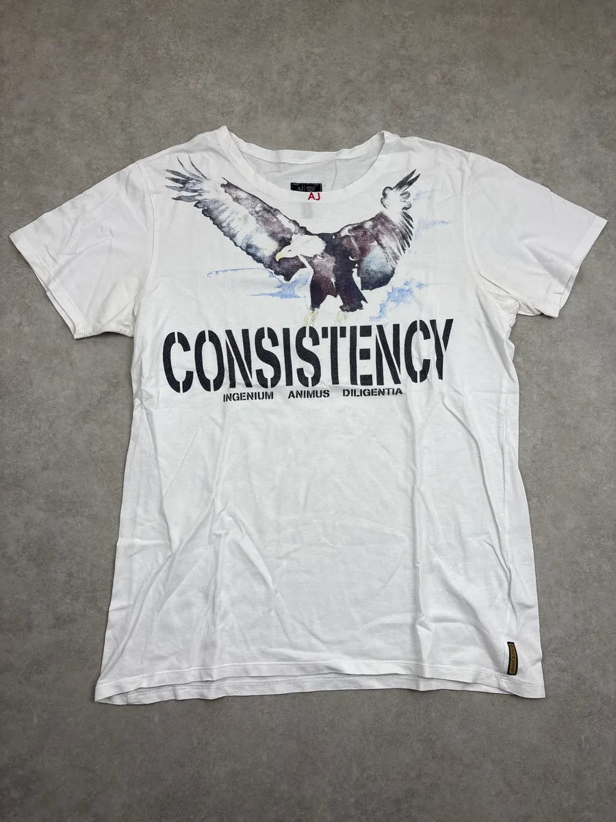 2000s Armani White Eagle Graphic Consistency T-Shirt grRTbuLL 0