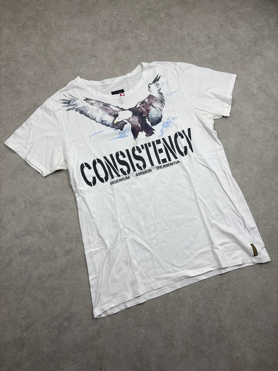 2000s Armani White Eagle Graphic Consistency T-Shirt grRTbuLL 3
