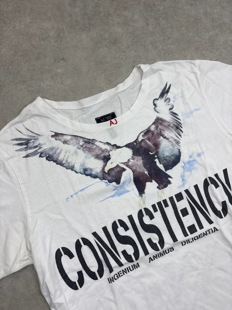 2000s Armani White Eagle Graphic Consistency T-Shirt grRTbuLL 4