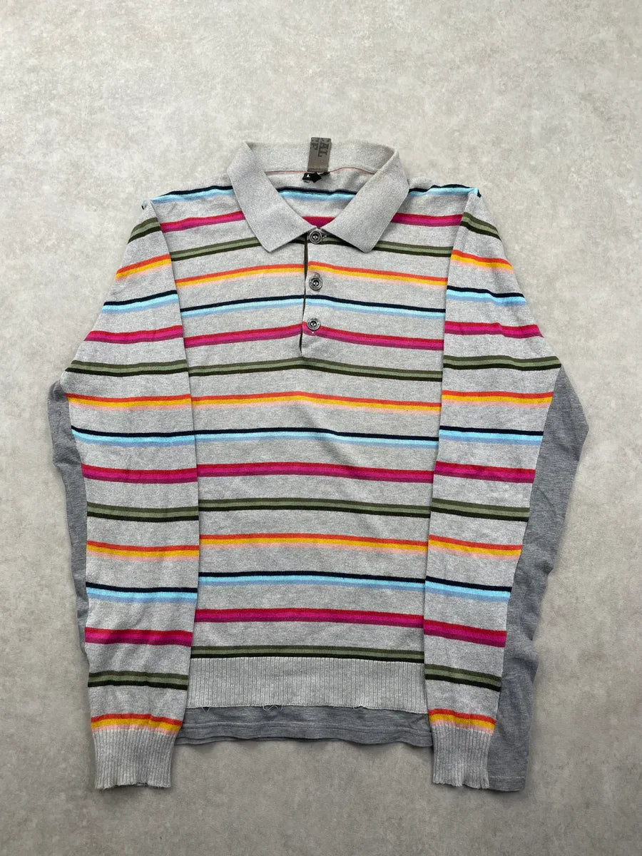 2000s Dolce & Gabbana Grey Striped Longsleeve Polo JtpFjEc 2