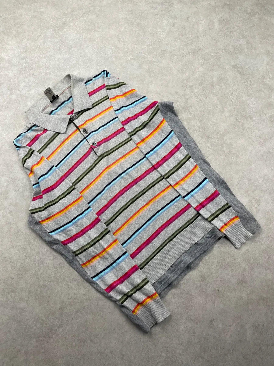 2000s Dolce & Gabbana Grey Striped Longsleeve Polo JtpFjEc 3