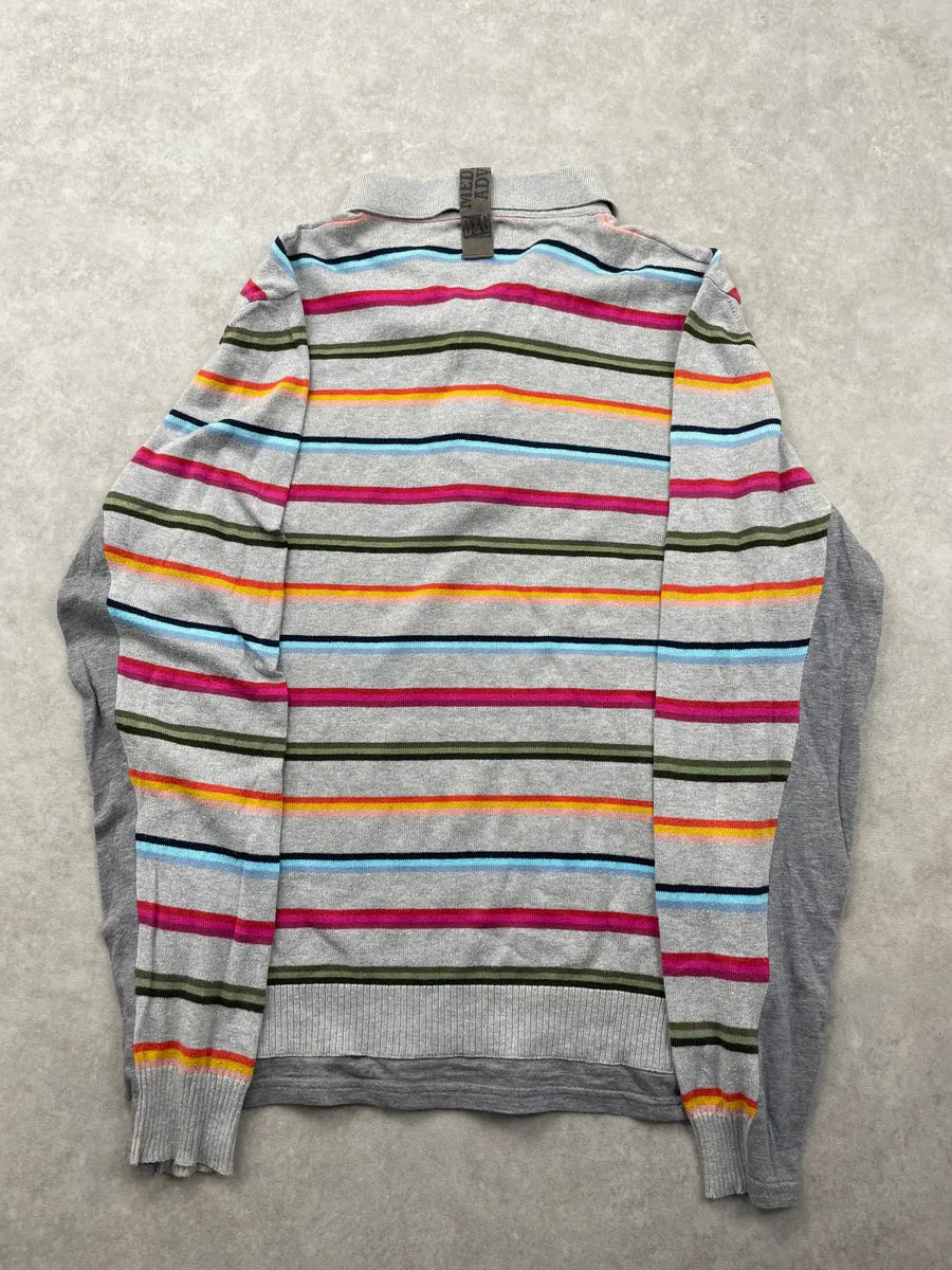2000s Dolce & Gabbana Grey Striped Longsleeve Polo JtpFjEc 4