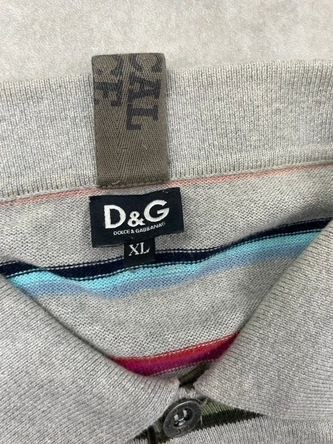 2000s Dolce & Gabbana Grey Striped Longsleeve Polo JtpFjEc 6