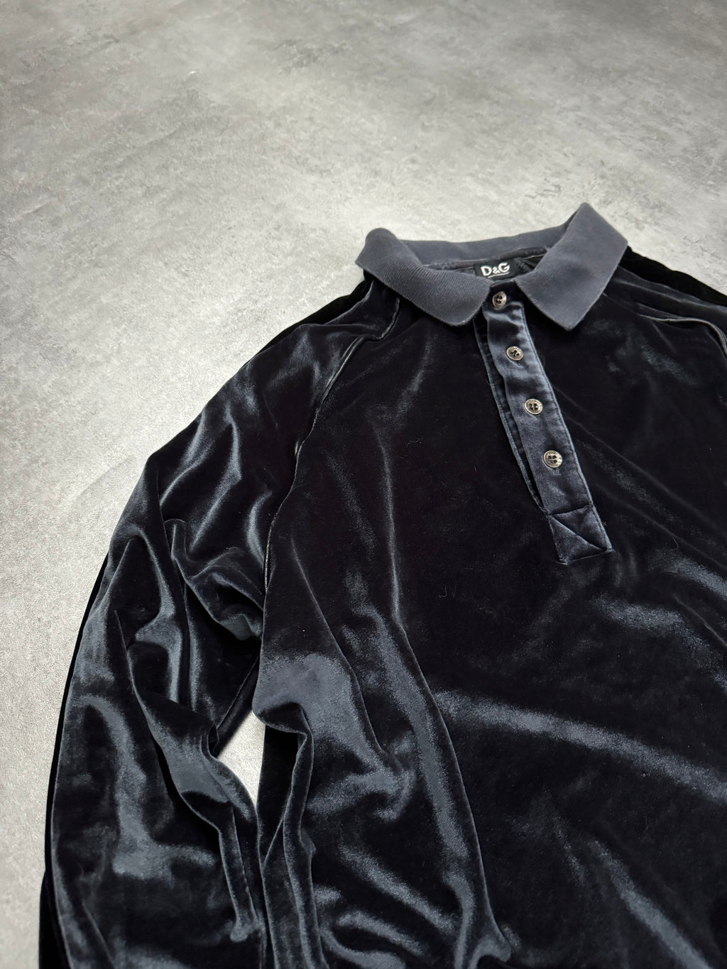 2000s Dolce & Gabbana Velvet Deep Green Polo Sweater (L) - 9
