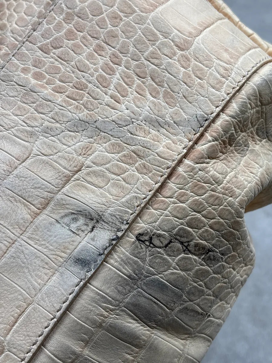 Moschino Beige Leather Croc-Embossed Handle Bag gsvrOnWA 18