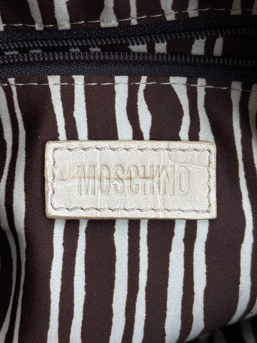 Moschino Beige Leather Croc-Embossed Handle Bag gsvrOnWA 19