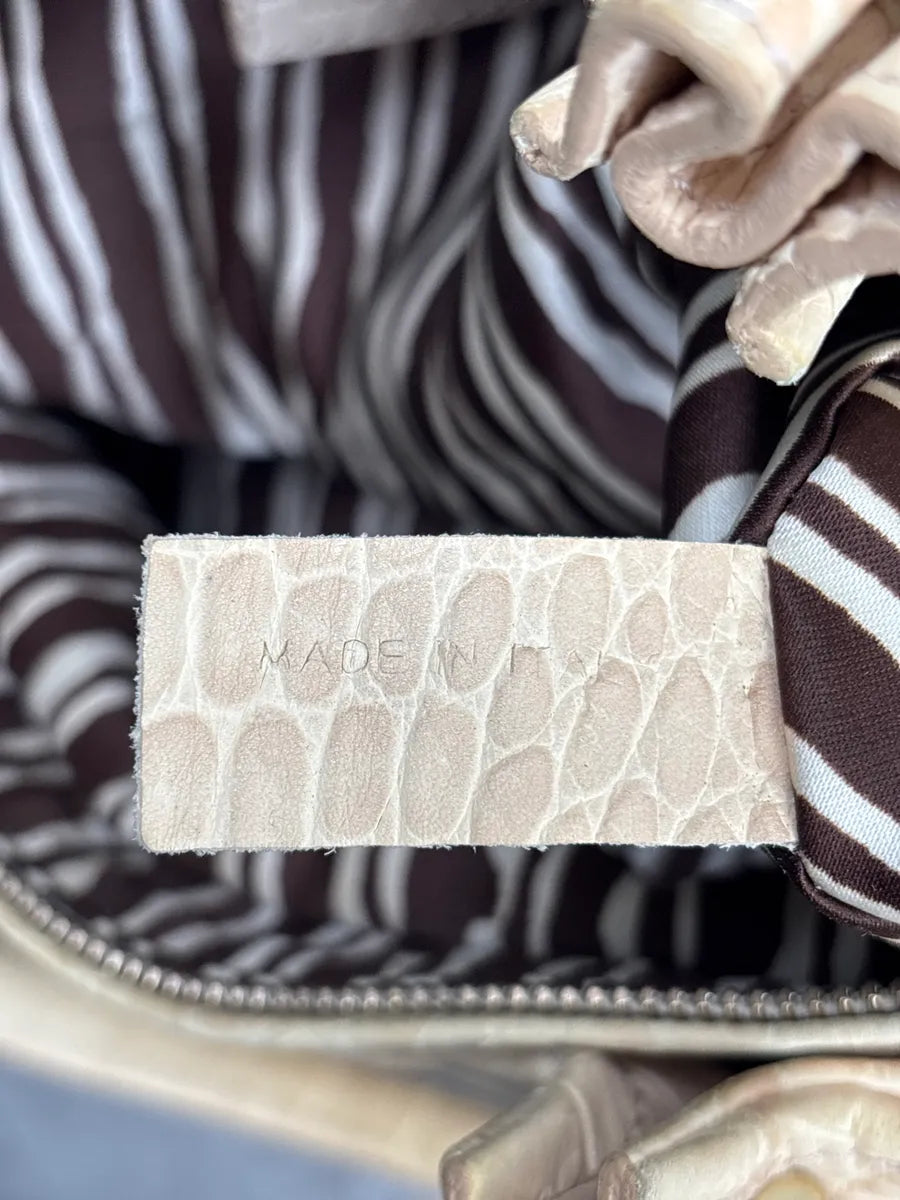 Moschino Beige Leather Croc-Embossed Handle Bag gsvrOnWA 20