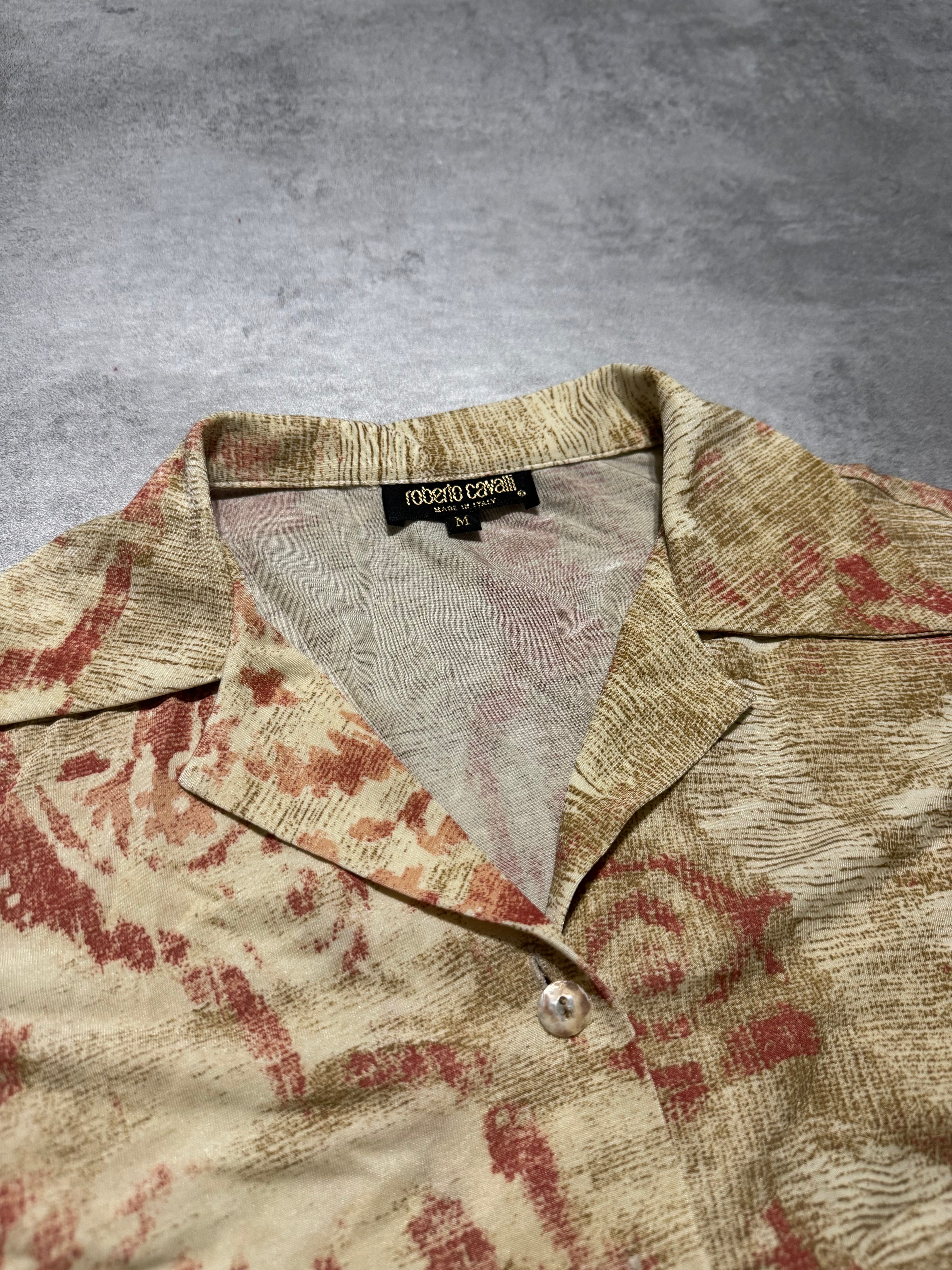 2000s Roberto Cavalli Floral Royal Edgy Mozaic Shirt (XS) - 5