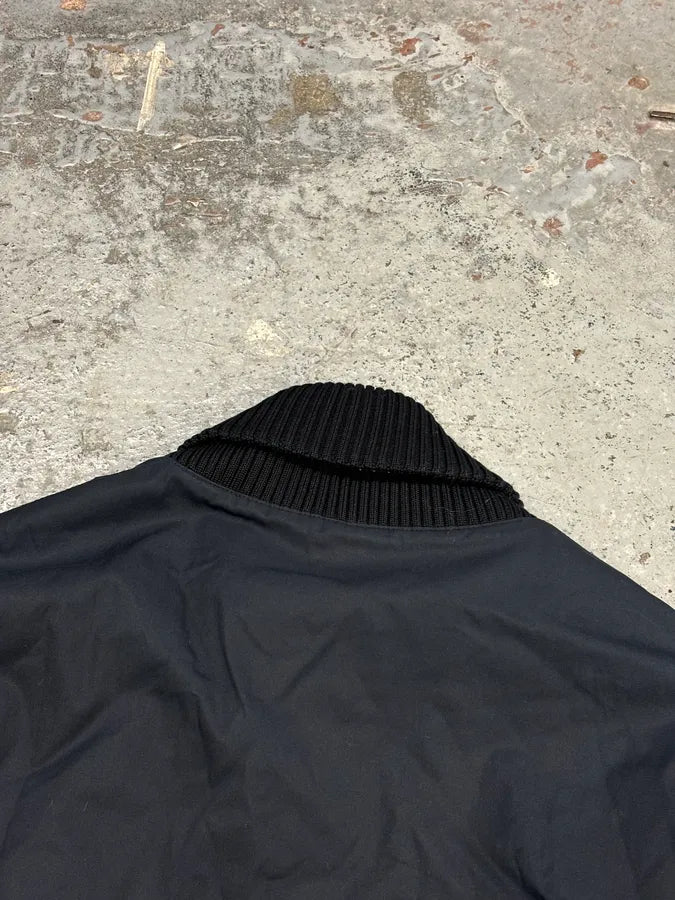 FW2010 Gucci Leather Black & Navy Varsity Bomber Jacket by Frida Giannini OpHsAiB 6