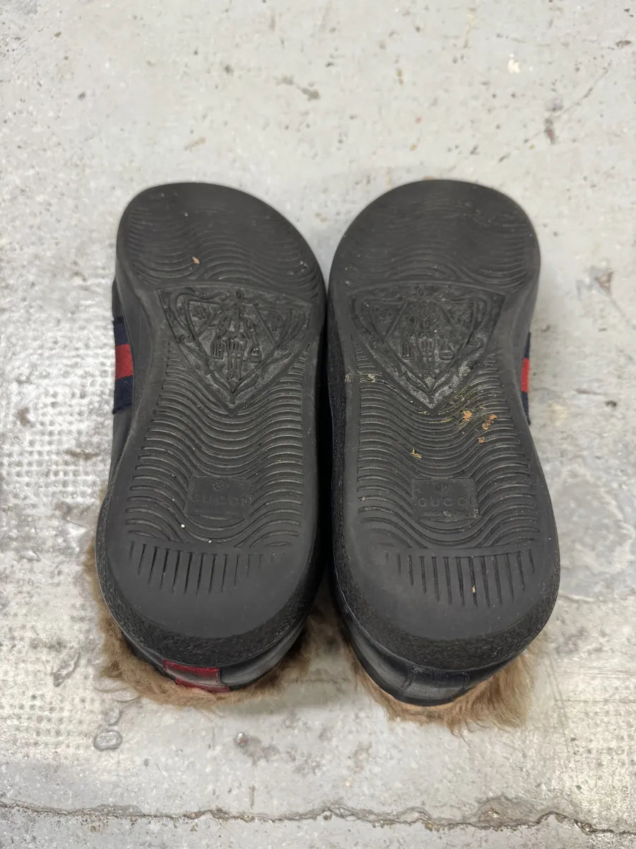 Gucci Ace Black High Fur Leather Sneakers eEjSuiL 7