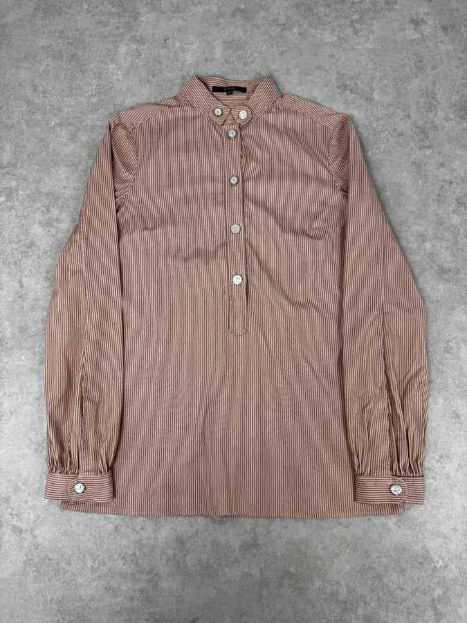 SS2007 Gucci Apricot Officer Collar Striped Shirt by Frida Giannini TlAjdhI 0
