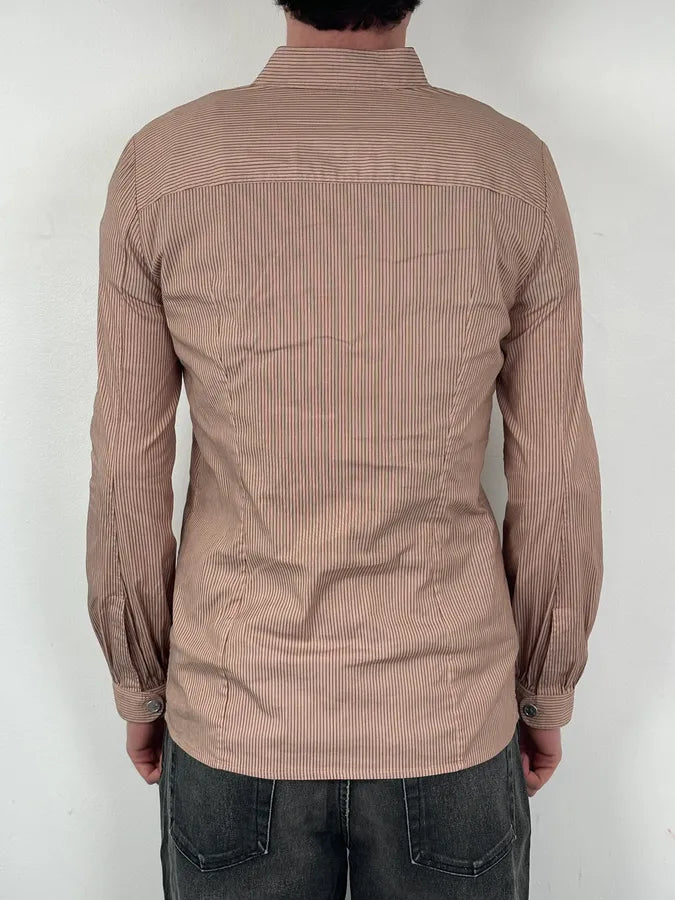 SS2007 Gucci Apricot Officer Collar Striped Shirt by Frida Giannini TlAjdhI 2