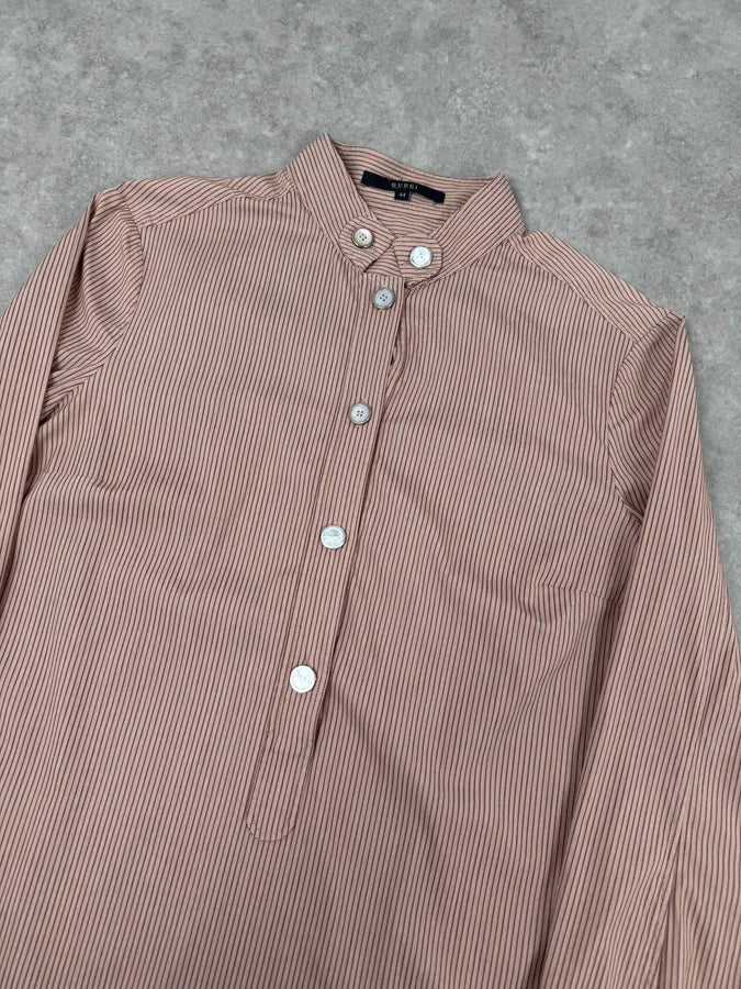 SS2007 Gucci Apricot Officer Collar Striped Shirt by Frida Giannini TlAjdhI 4