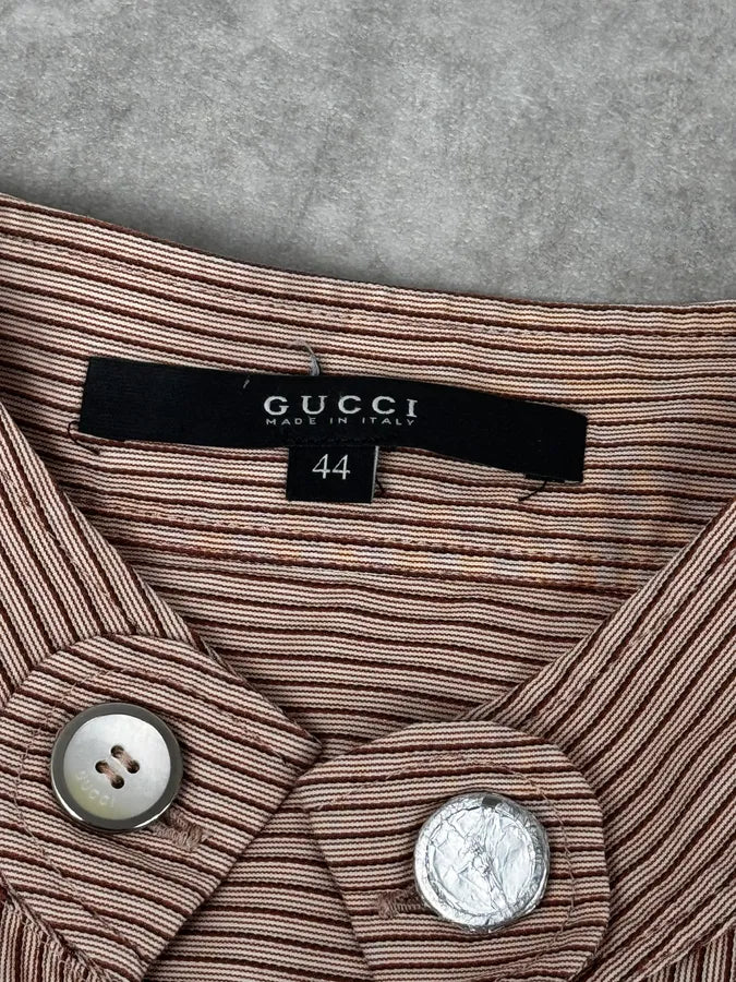 SS2007 Gucci Apricot Officer Collar Striped Shirt by Frida Giannini TlAjdhI 8