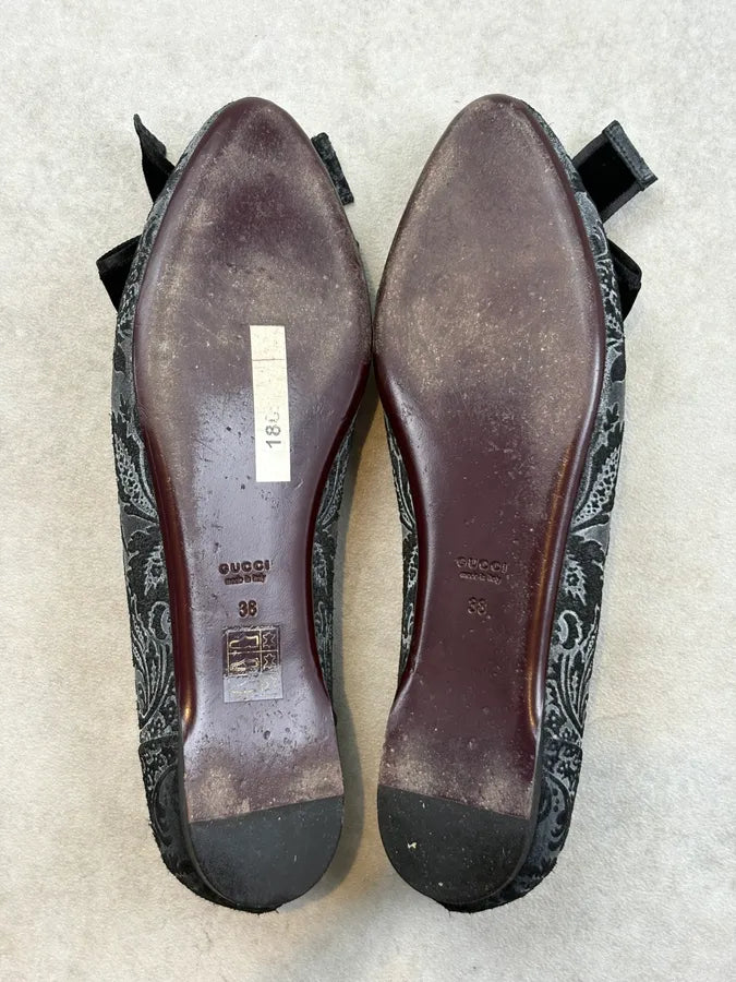 Gucci Grey Avant-Garde Dark Ballet Flats sMPLpqu 6