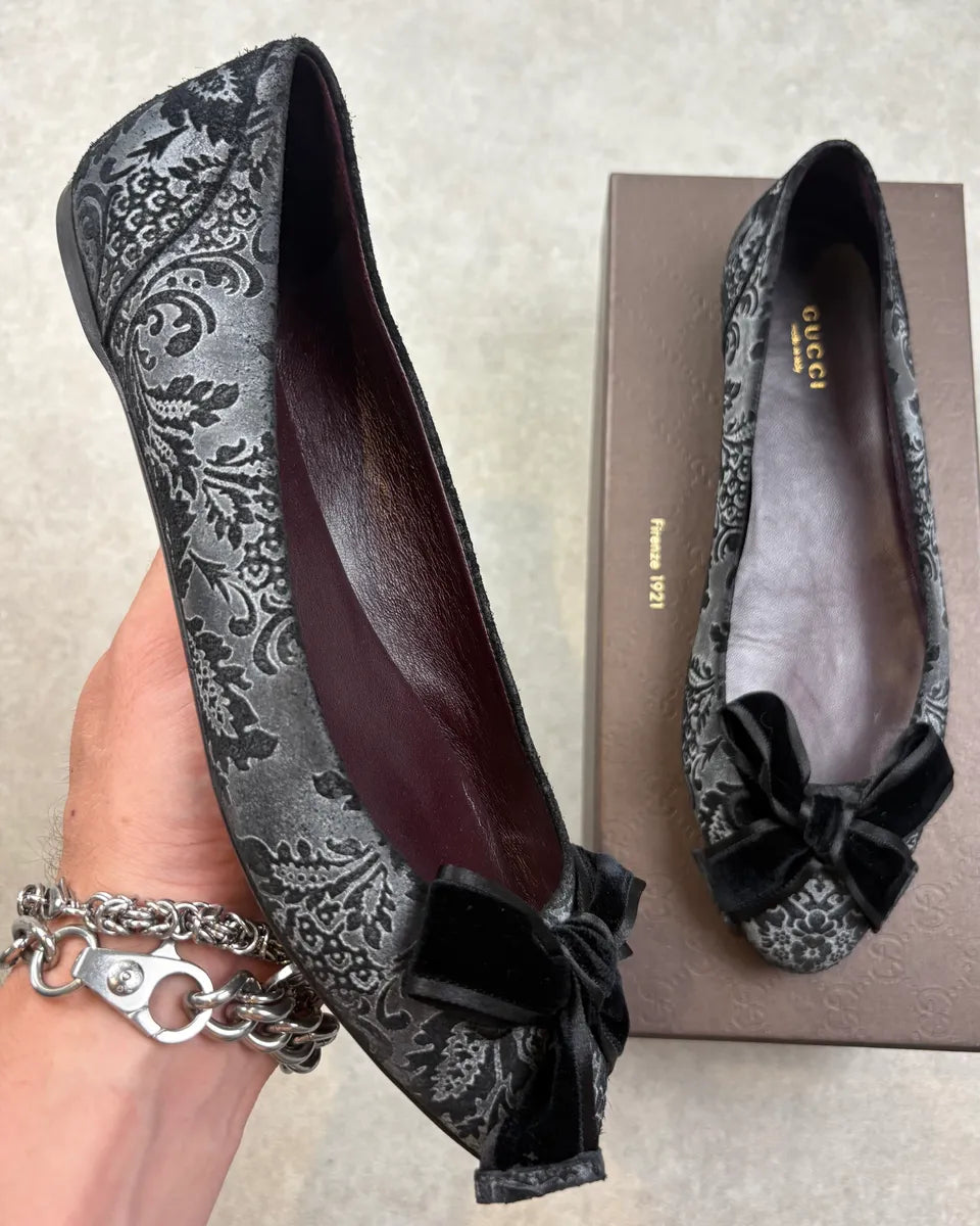 Gucci Grey Avant-Garde Dark Ballet Flats sMPLpqu 0